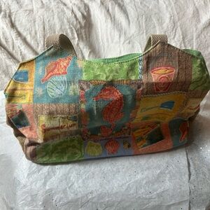 Andrea Tachiera Multicolor Beach Print Tote Bag with Double handles